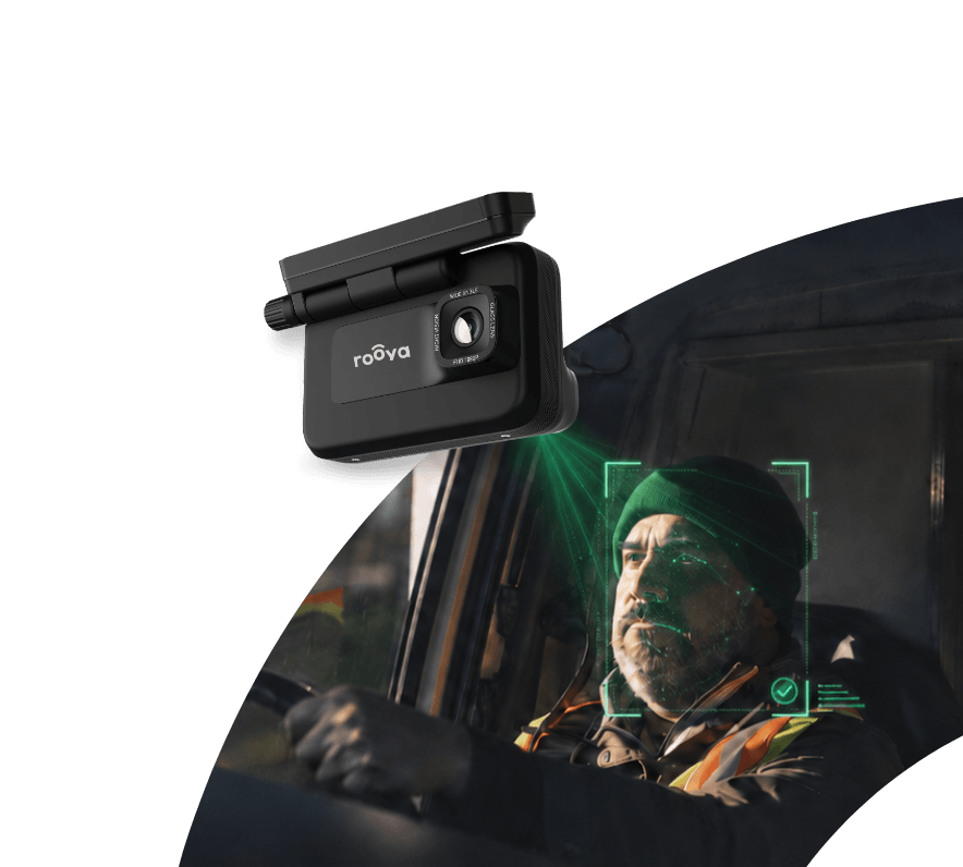 Rooya AI dashcam monitoring a driver